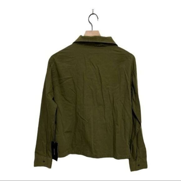 Zara army green beaded button down long sleeve Shirt Size S - Picture 3 of 8